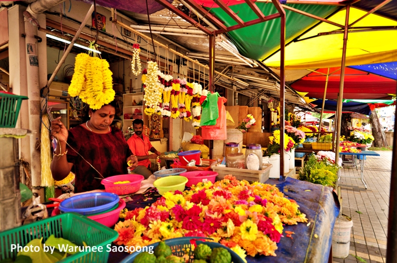flowers little india colorful street market