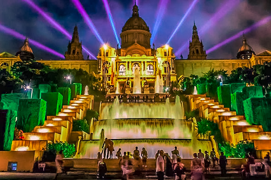 magic fountain in Montjuic in Barcelona