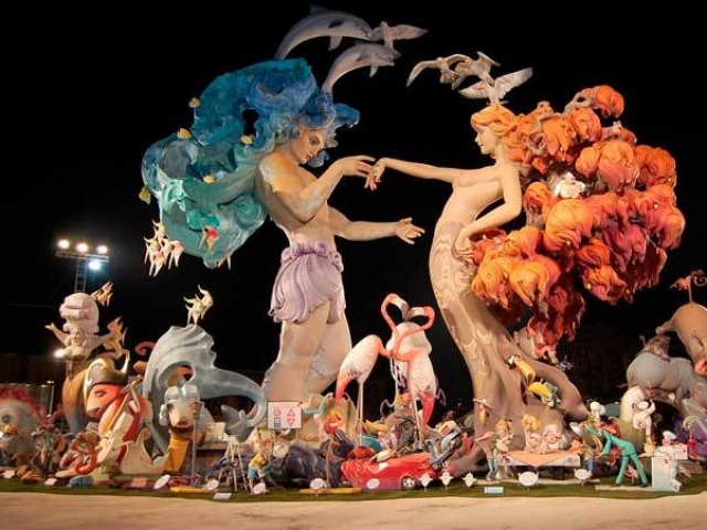 we can find fallas around the streets in the most of the towns