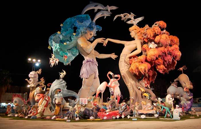 we can find fallas around the streets in the most of the towns