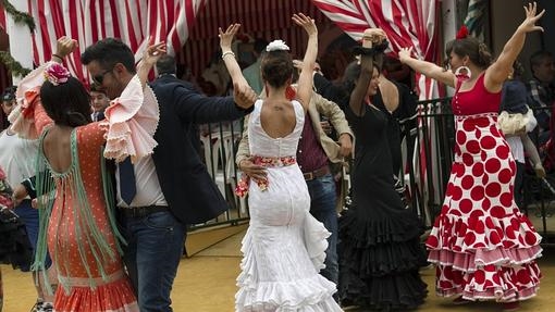 Fair of Seville. Traditional Flamenco Dresses