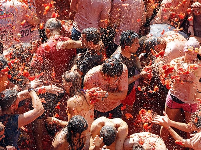 Spain Tomatina event celebrated every August in a town called Buñol, Valencia
