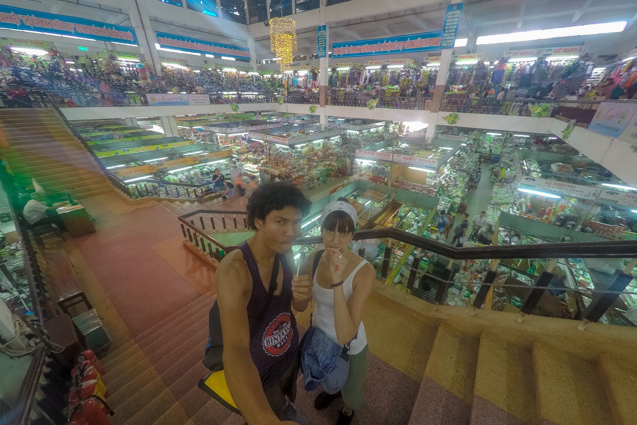 Couple in market of Da Nang City in Vietnam