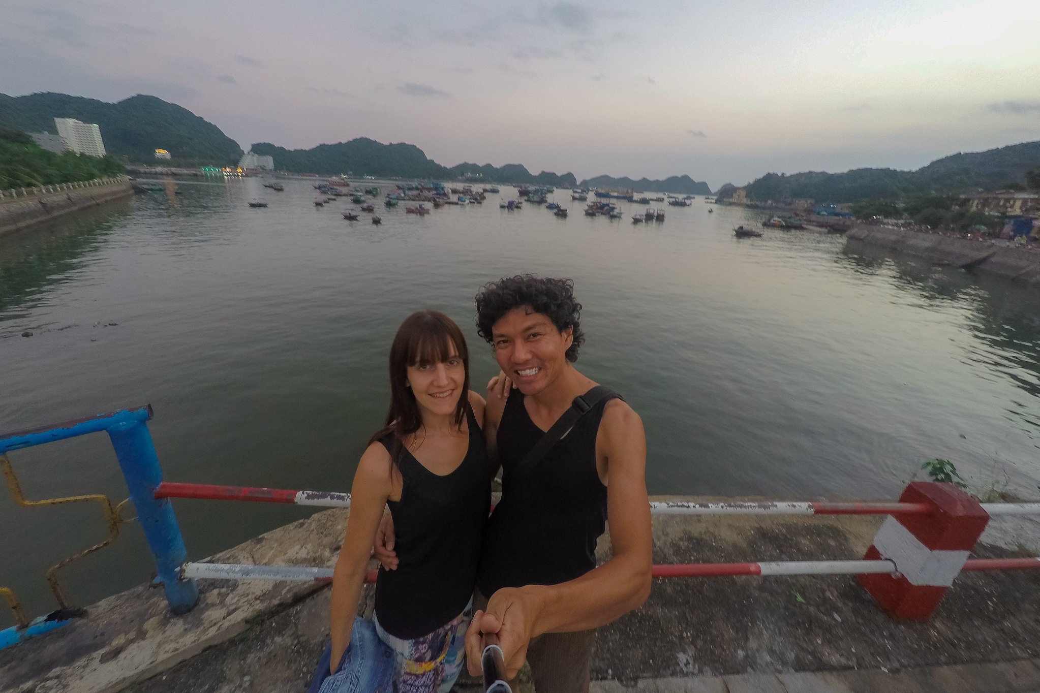 couple in Ha Long Bay in Vietnam