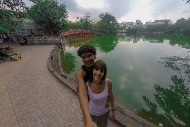 couple in a park in Hanoi city