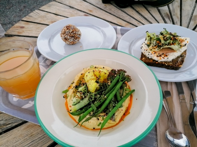 Swedish menu from Rosendal's Café Well presented farm sourced foods